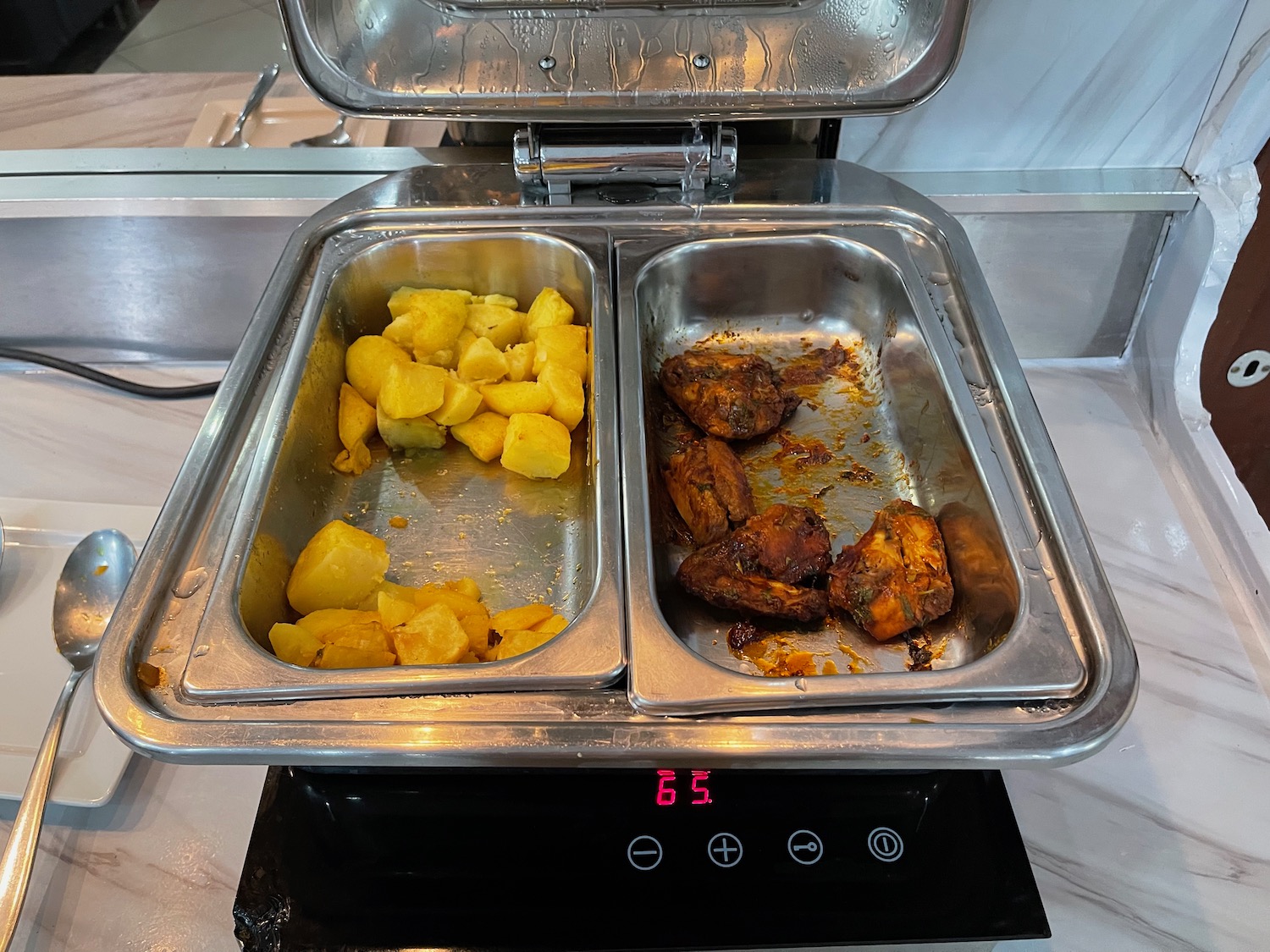 food in a tray with food in it