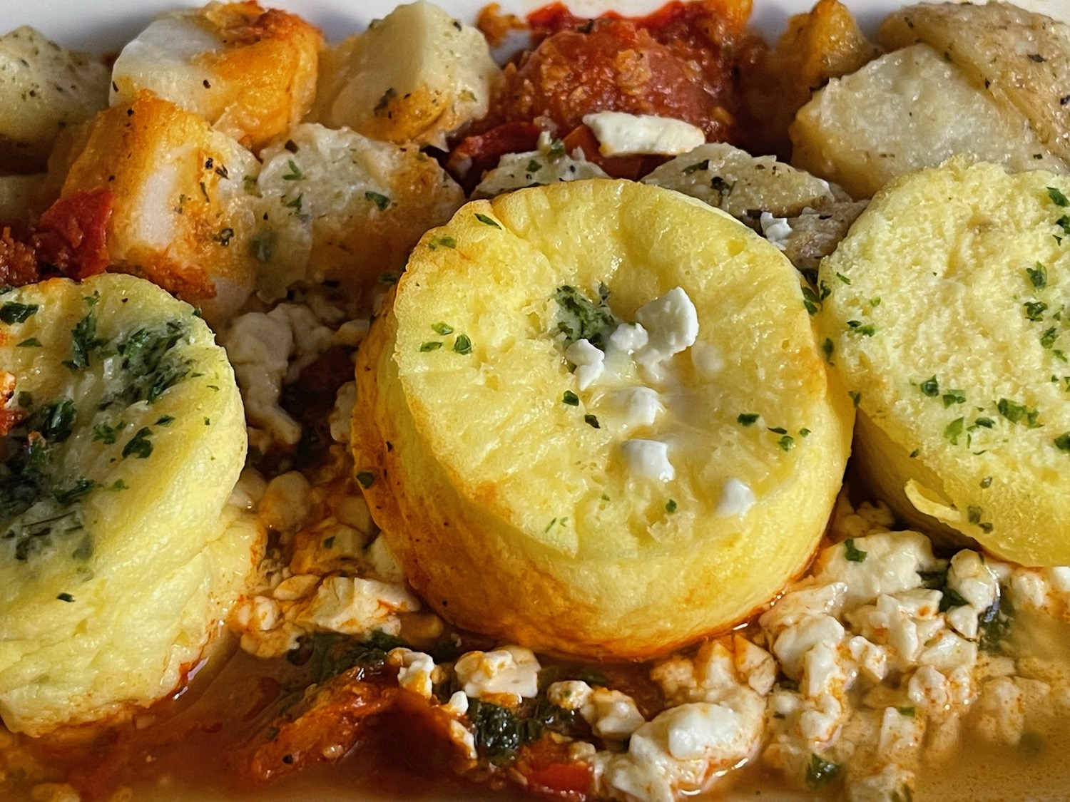 a plate of food with a white surface