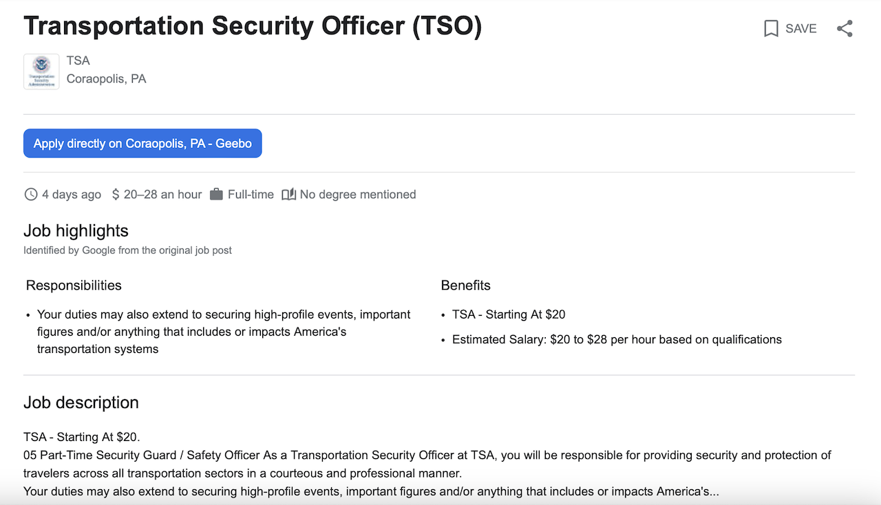 TSA job description