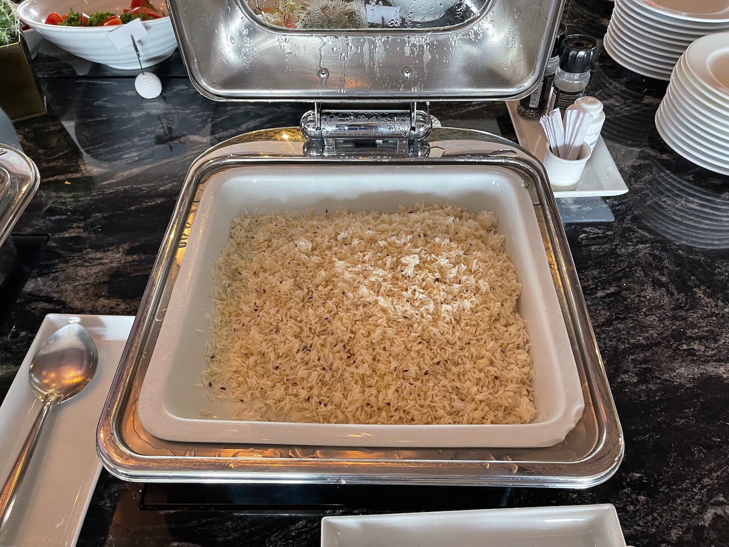 a tray of rice in a container