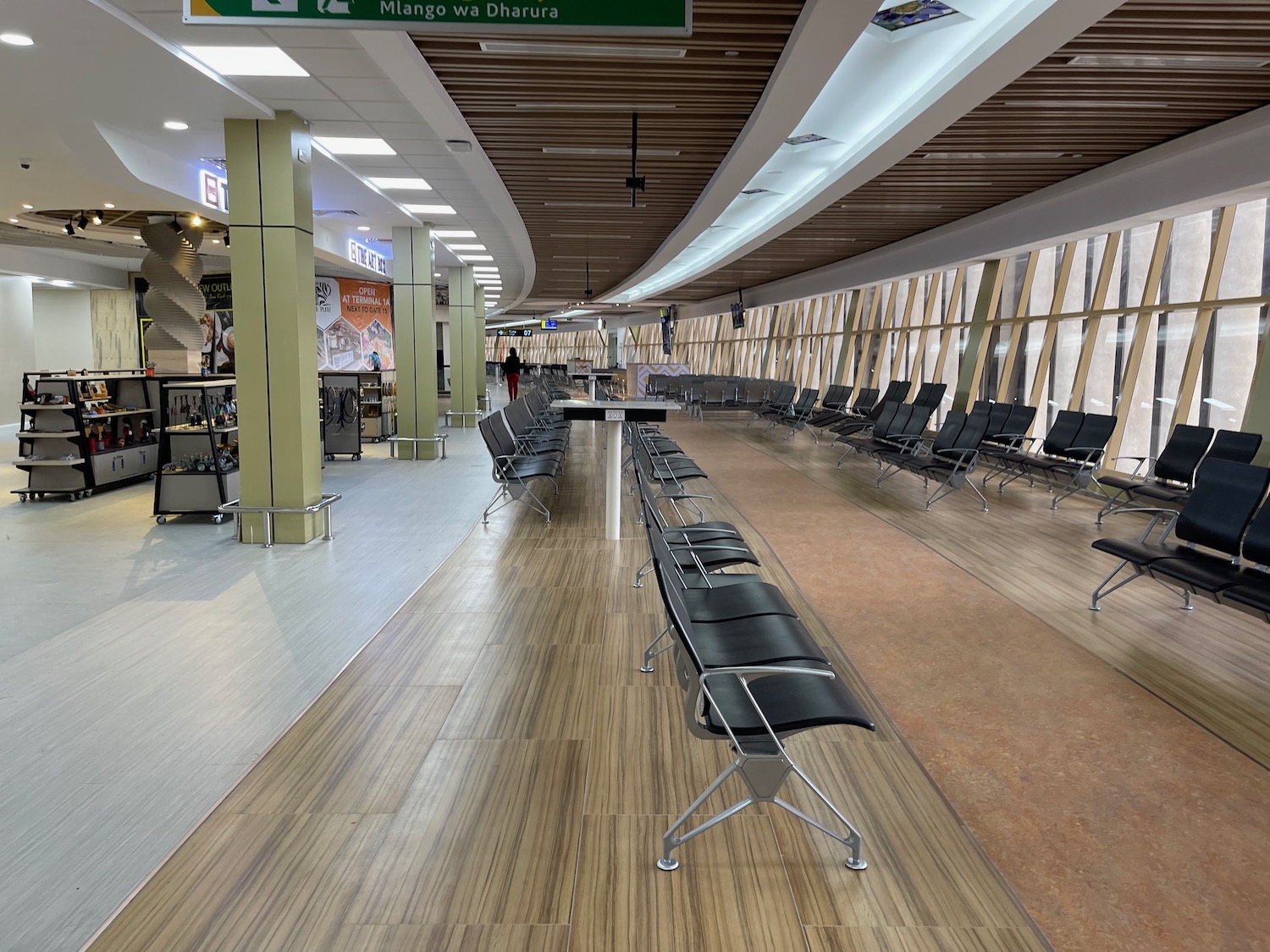 a row of chairs in a terminal