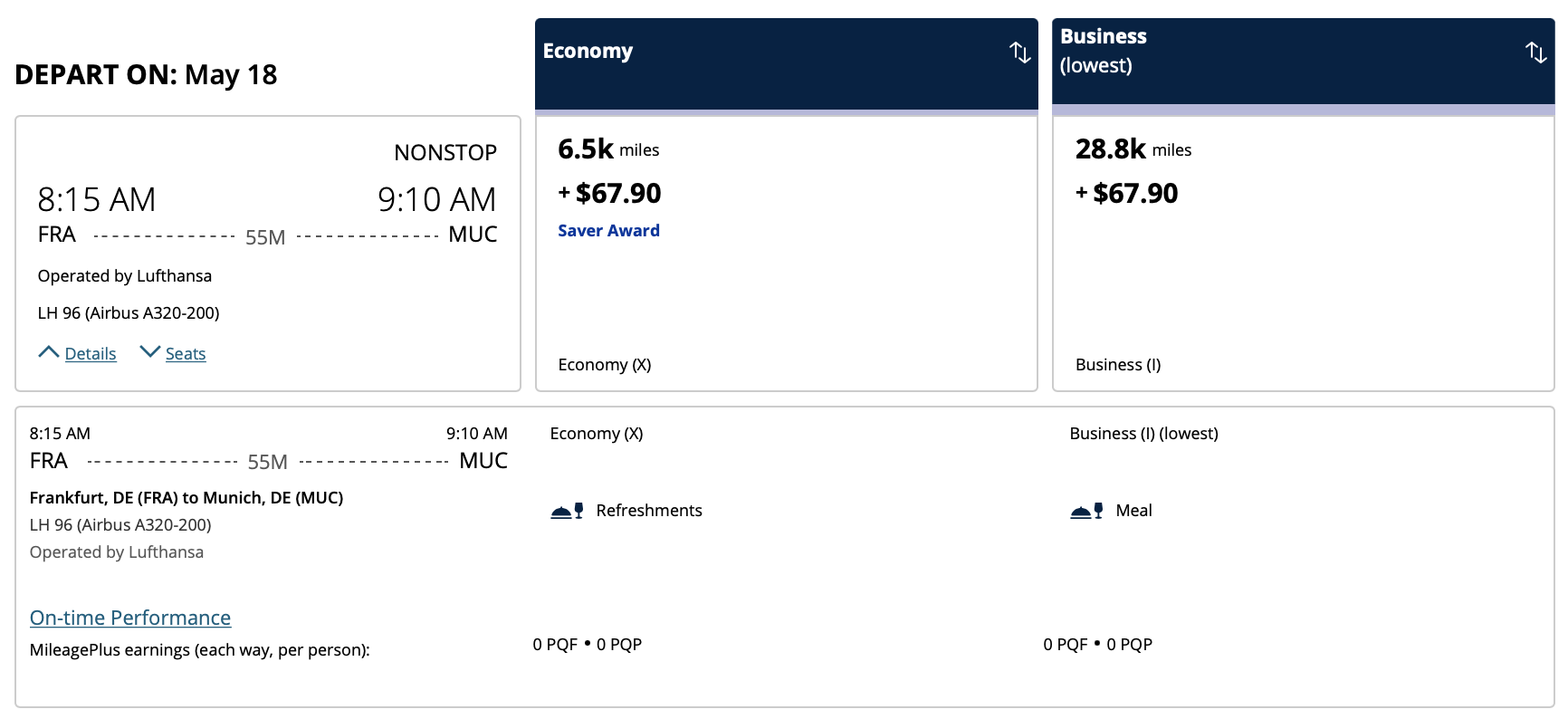 a screenshot of a flight schedule