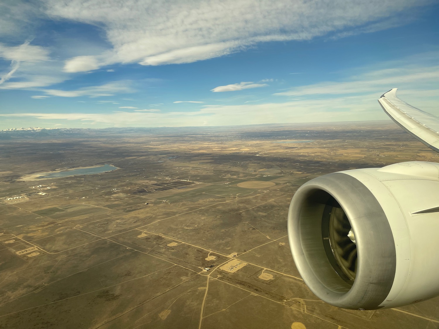 an airplane engine and a landscape