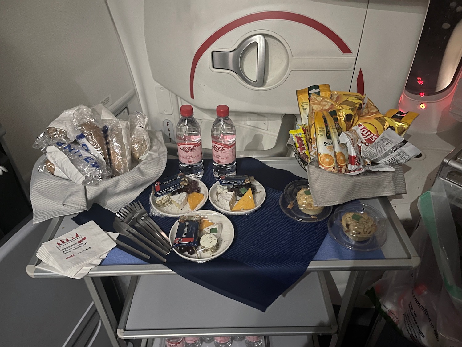 a table with food and drinks on it