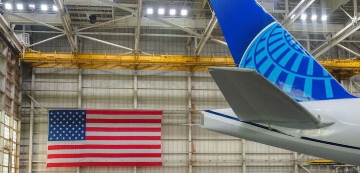 an airplane in a hangar