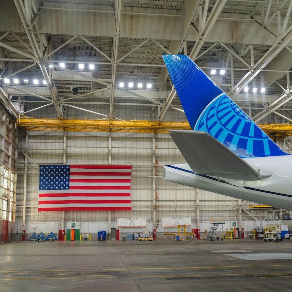 an airplane in a hangar