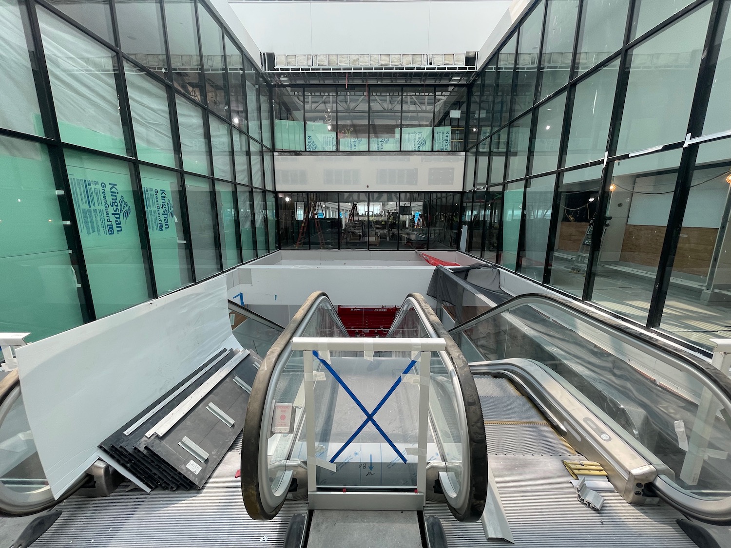 a escalator in a building