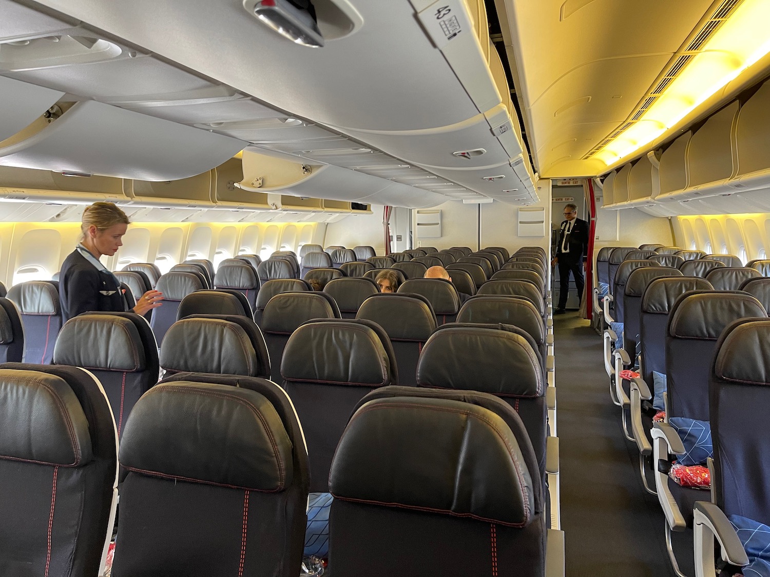 a group of people in an airplane