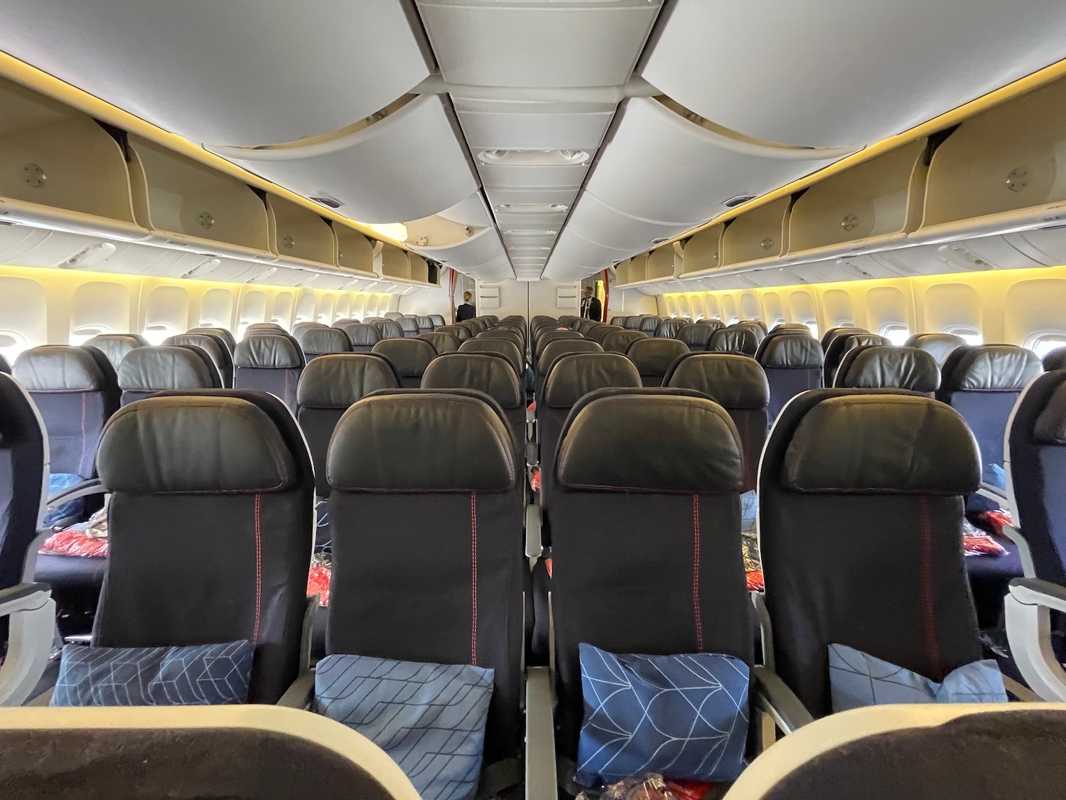 a row of seats in an airplane