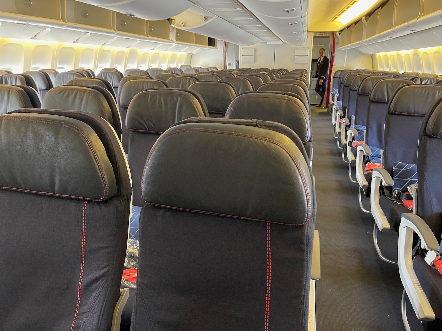 a row of seats in an airplane