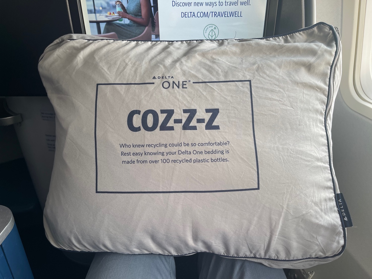 a pillow on a plane