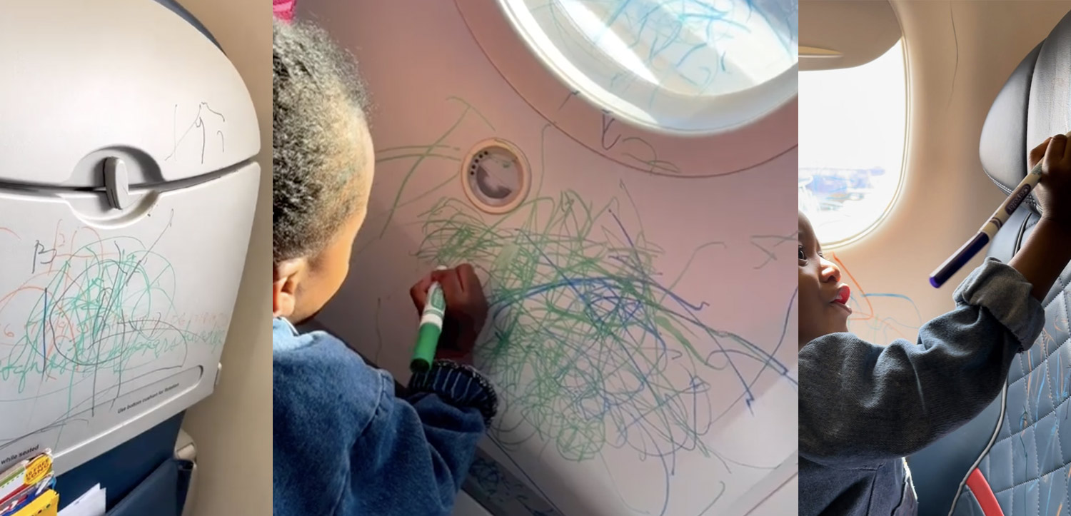 Bratty Kid Draws All Over Airplane With Her Marker. This Is Not Okay ...
