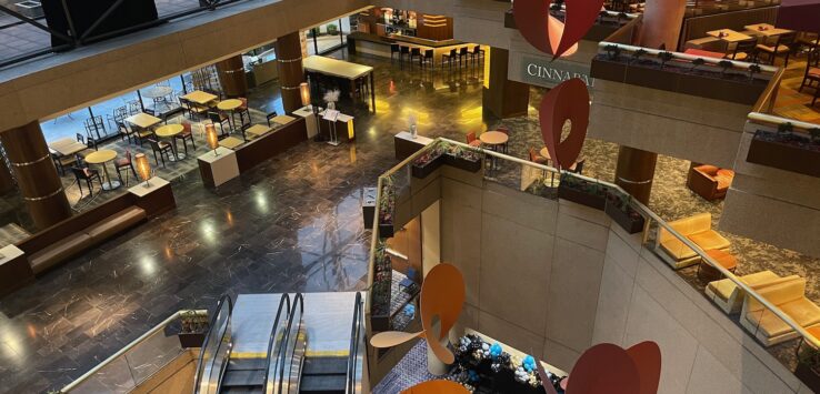 an escalator in a building