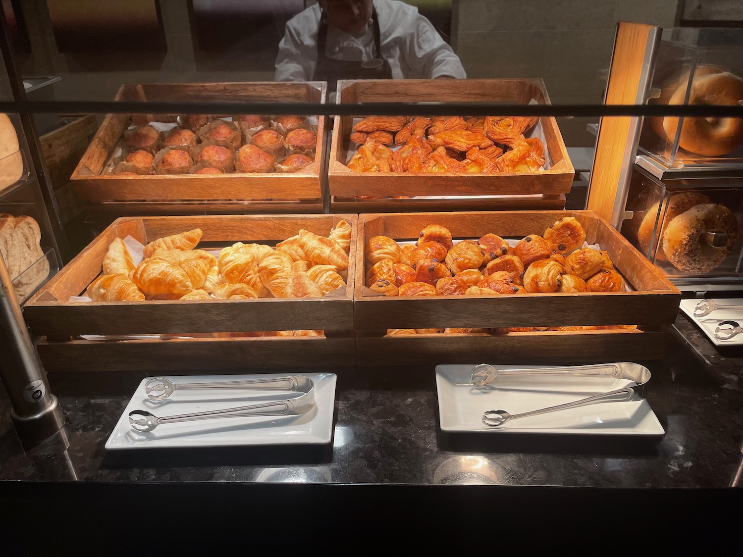 a display case of pastries