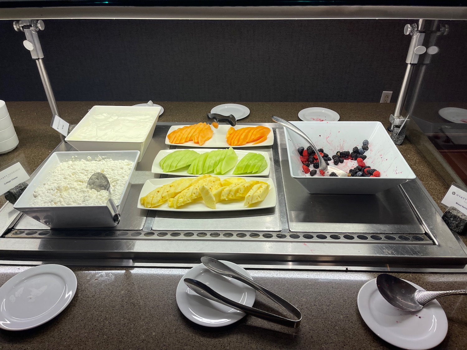 a buffet with different types of food