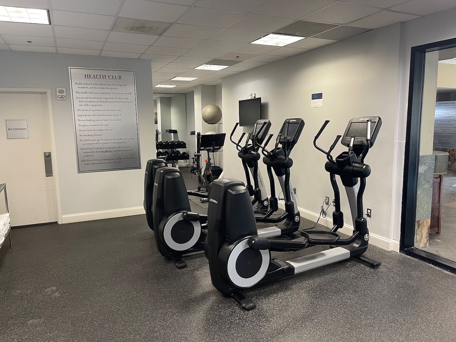 a room with exercise machines