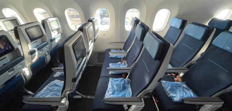 a row of seats in an airplane