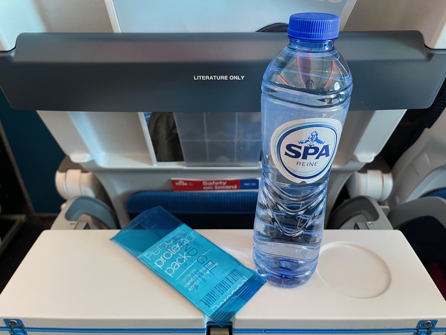 a bottle of water on a table