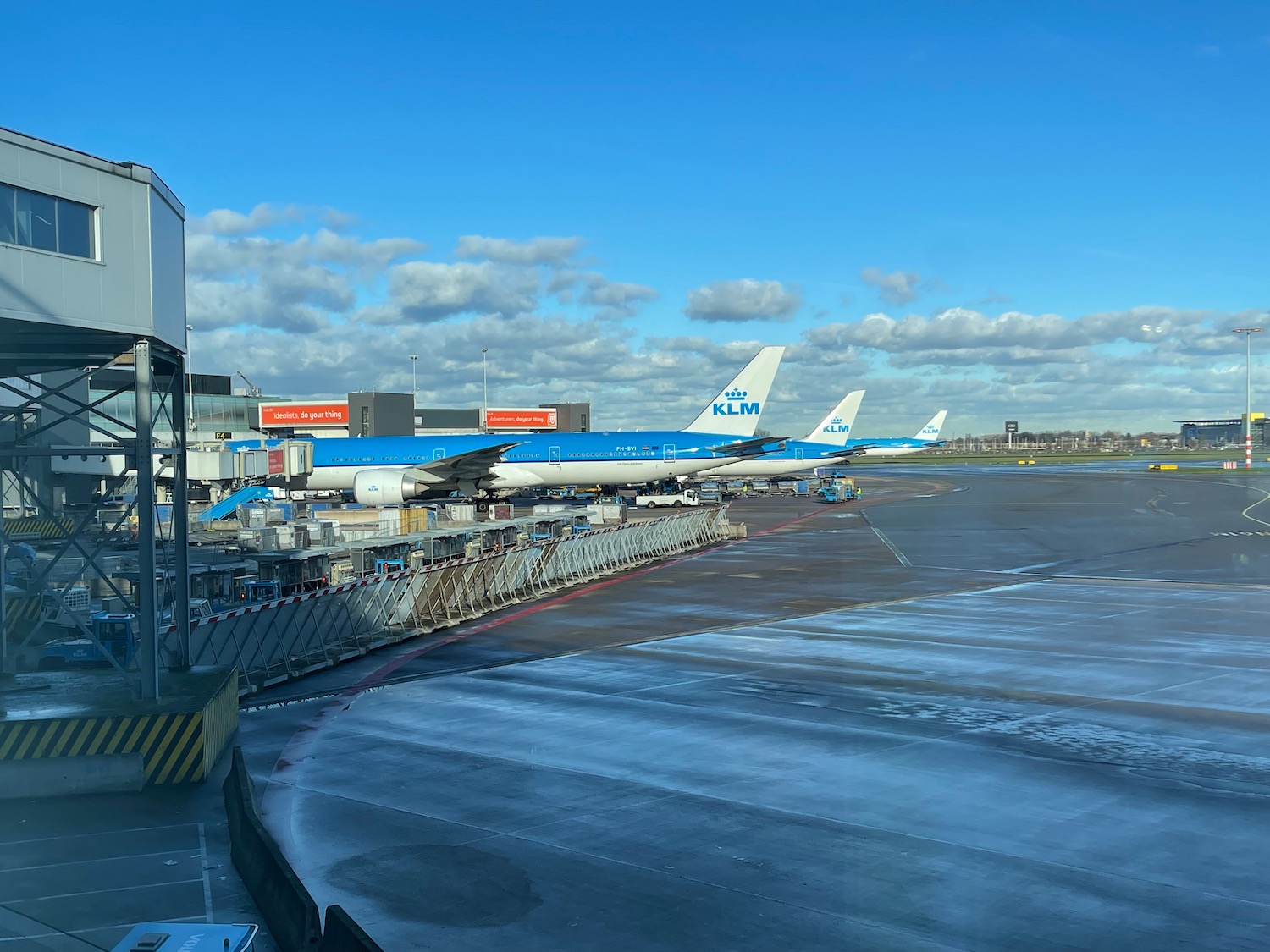 airplanes parked at an airport