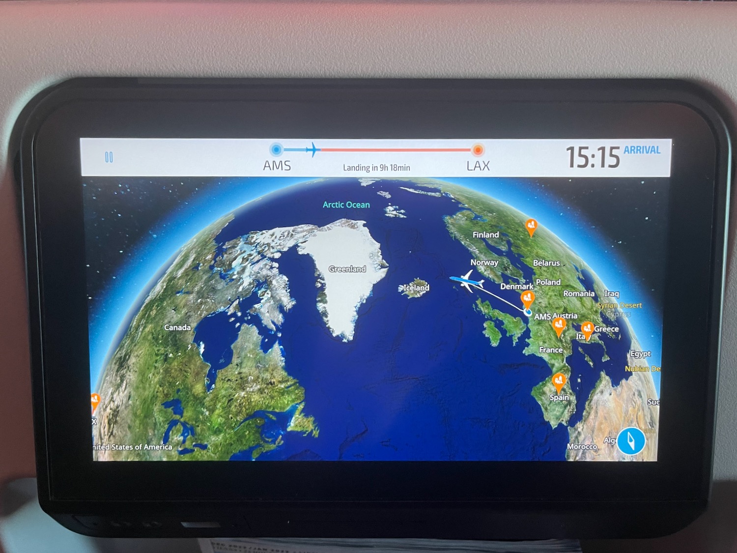 a screen with a map of the earth
