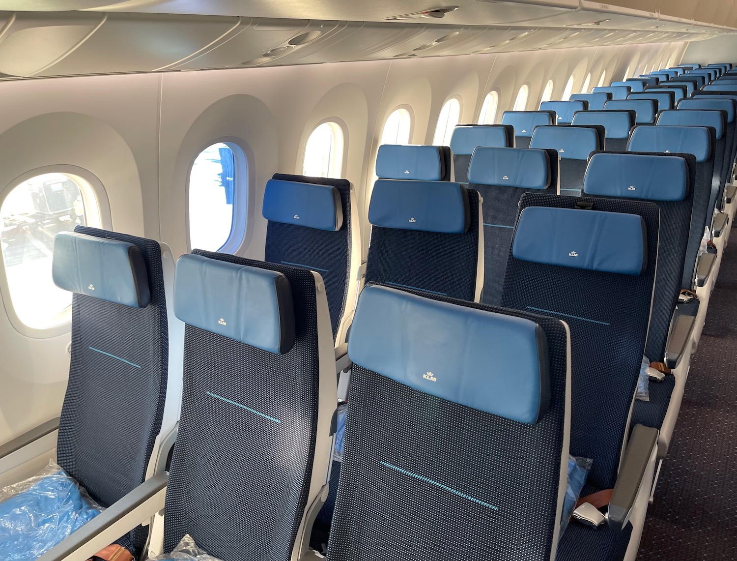 a row of seats in an airplane