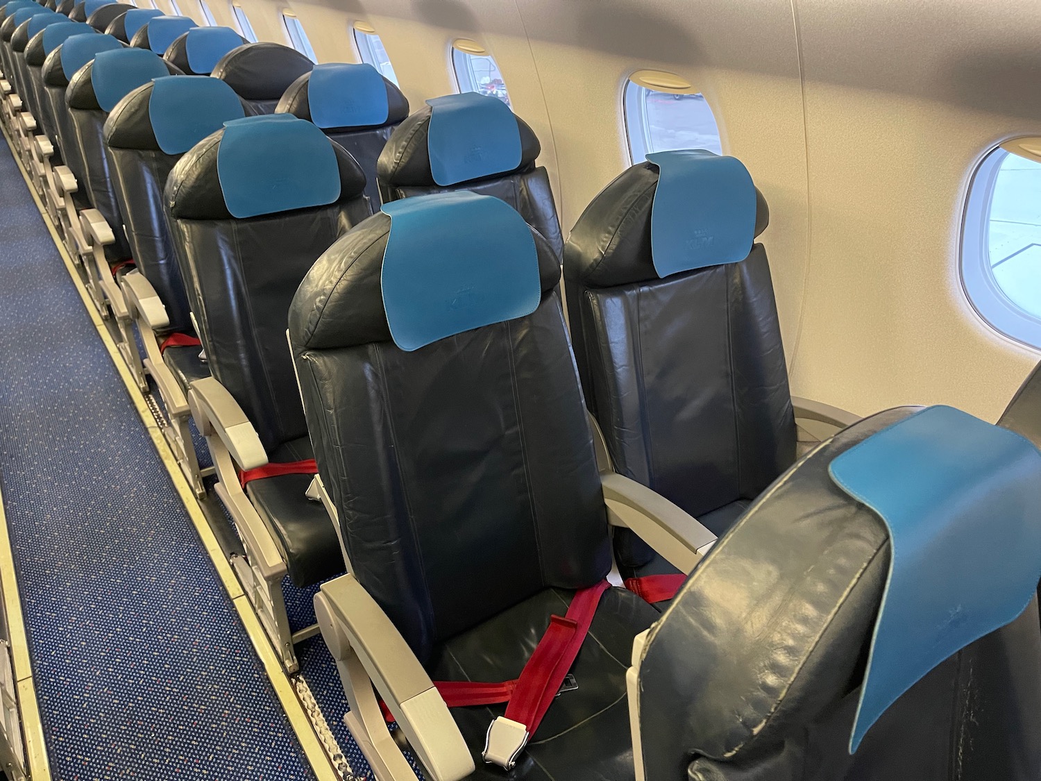 a row of seats on an airplane