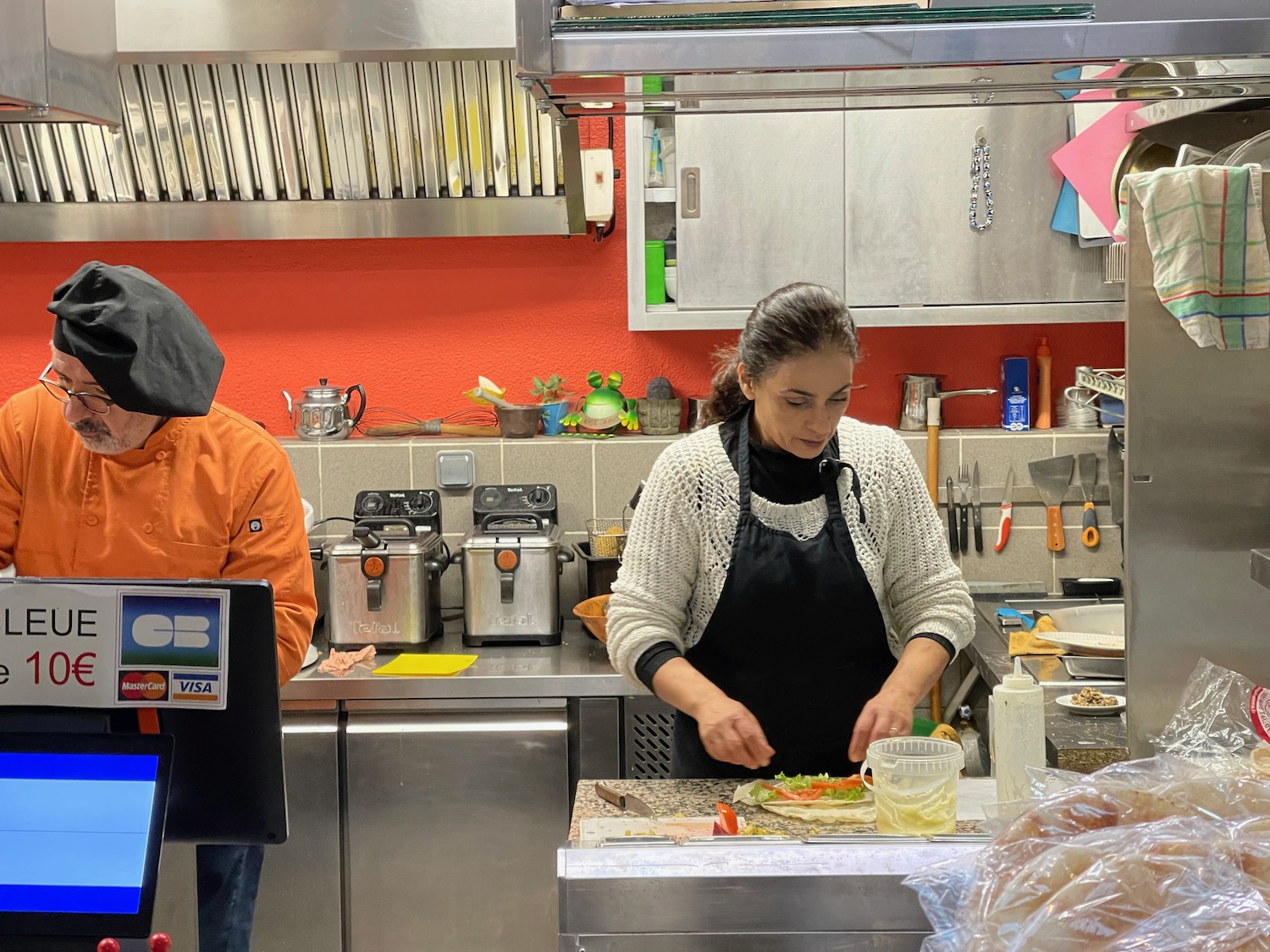 a woman in a kitchen