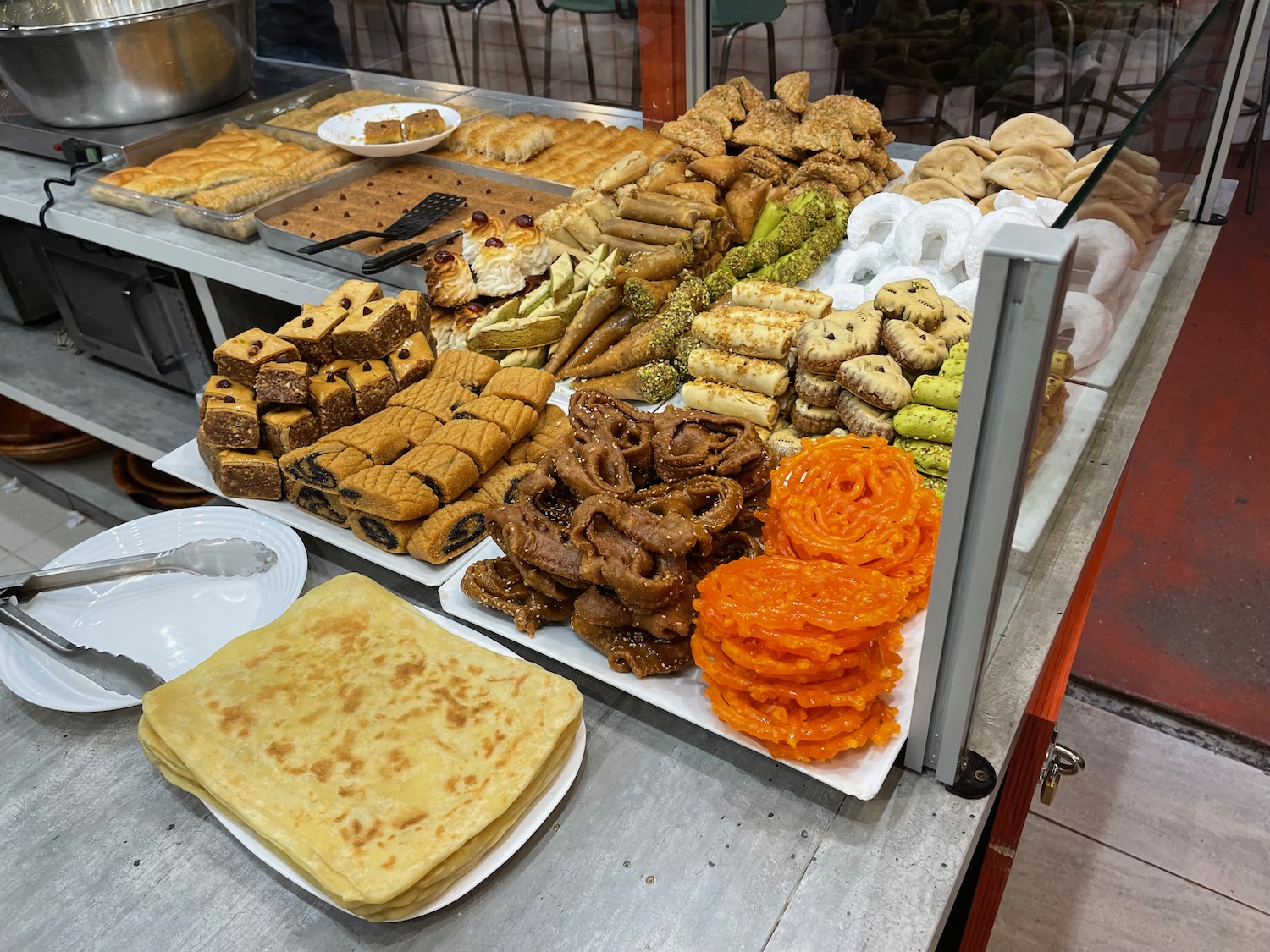 a display of food on a counter