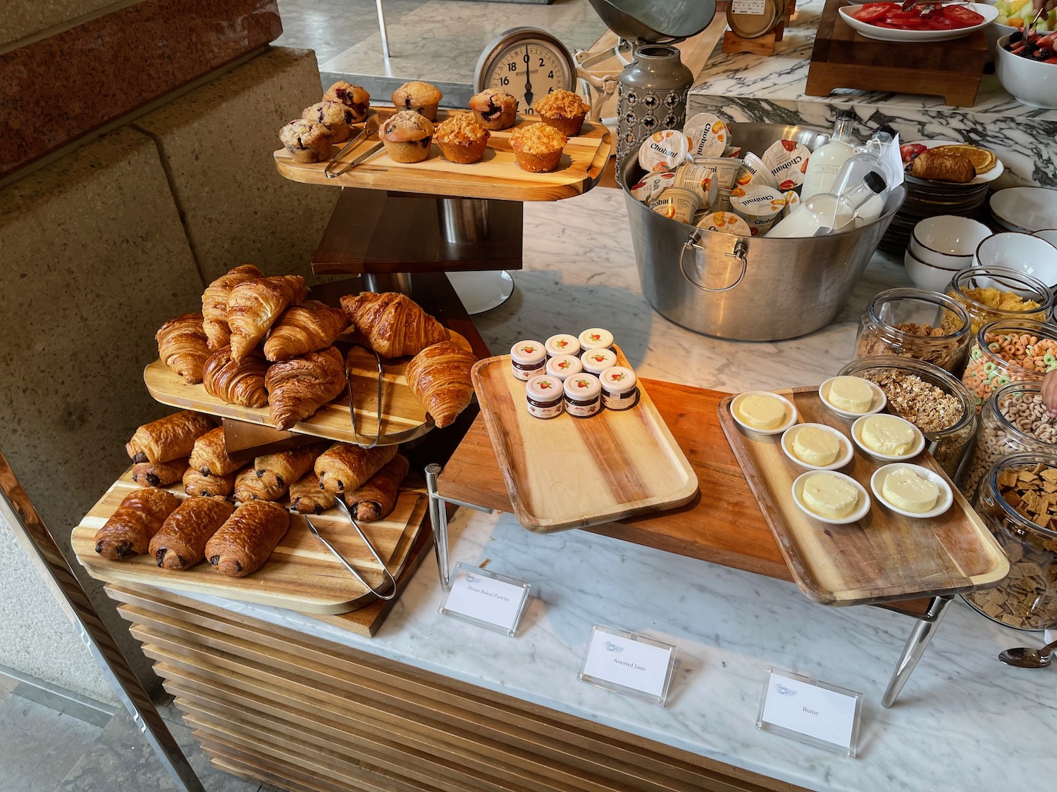 a table with pastries and pastries