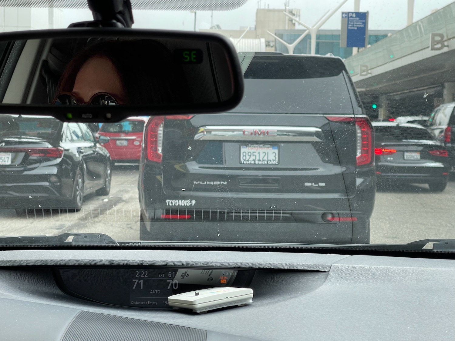 a rear view mirror of a car