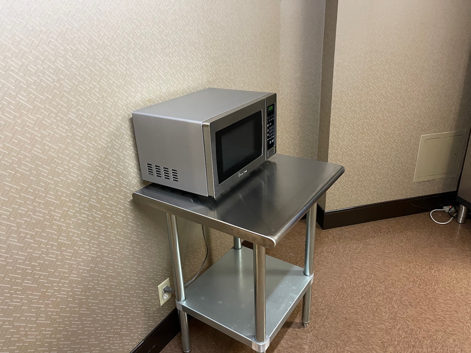 a microwave on a table