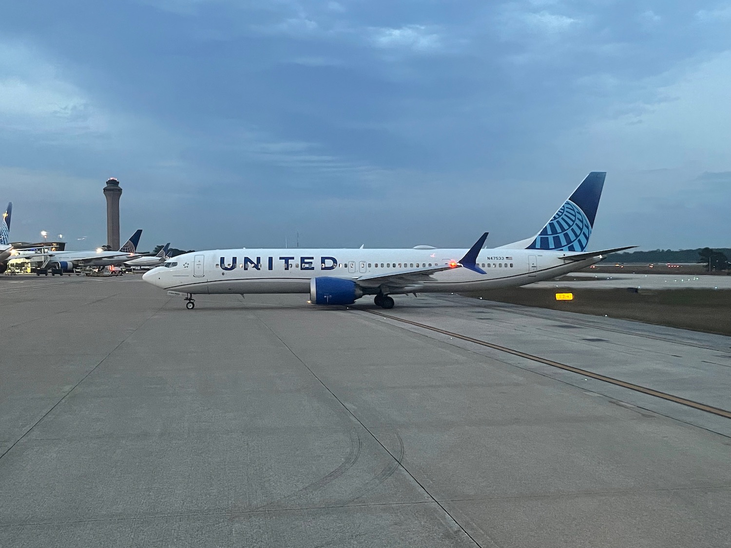 a plane on the runway