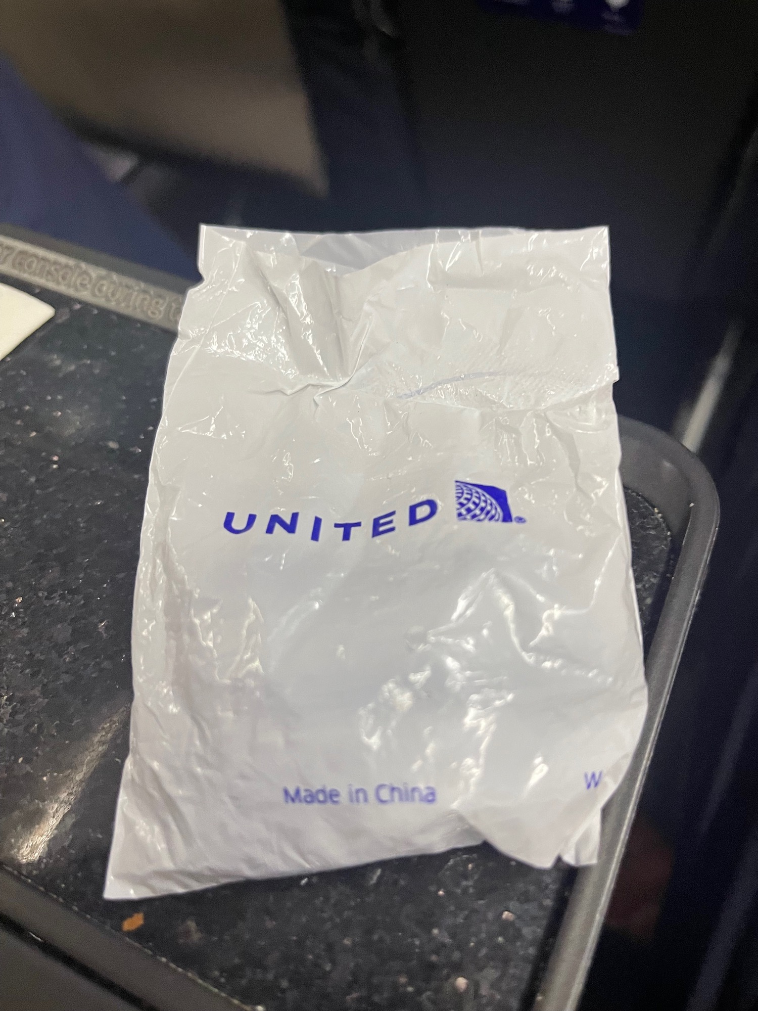 a plastic bag on a counter