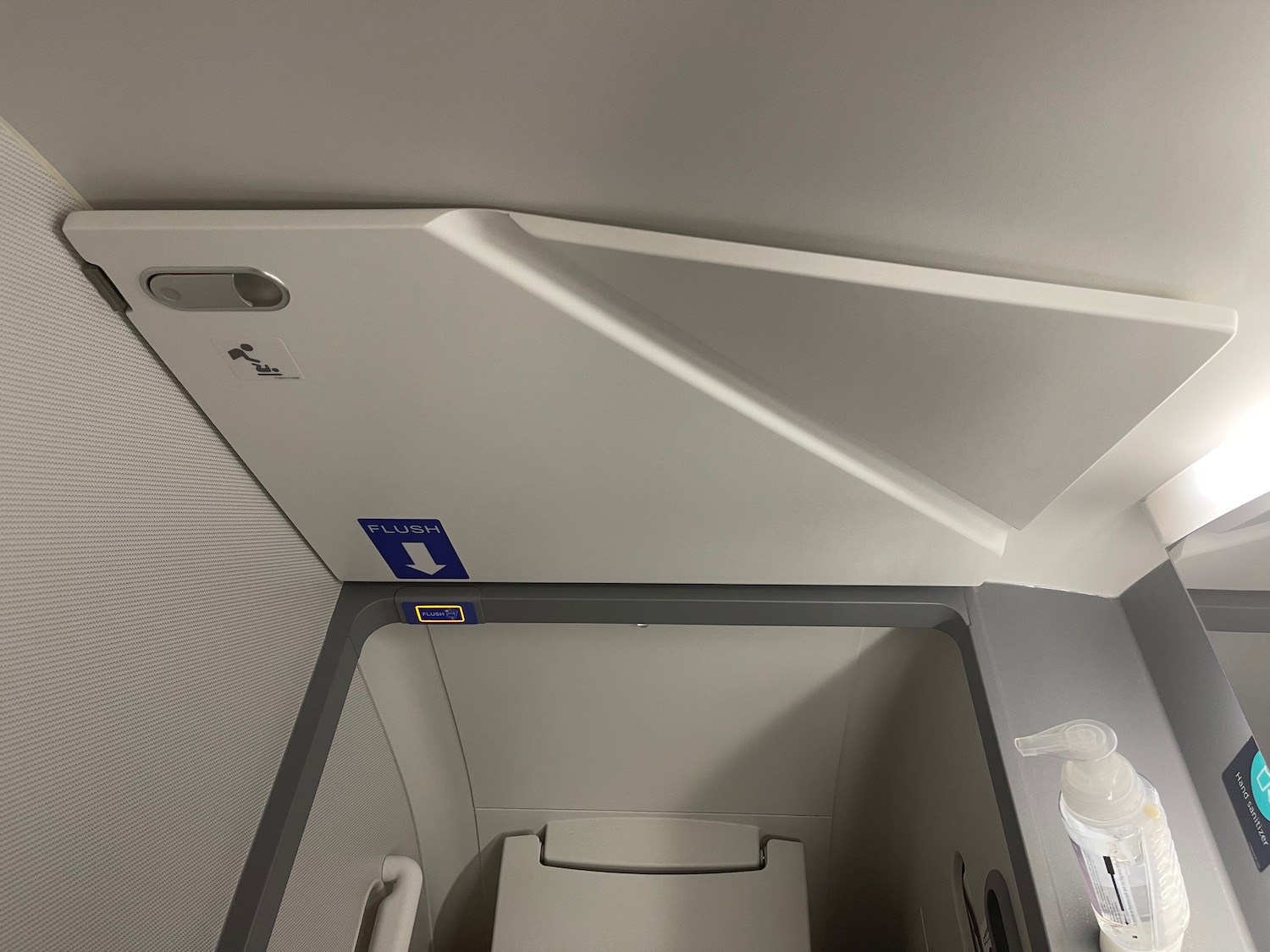 a toilet in a plane