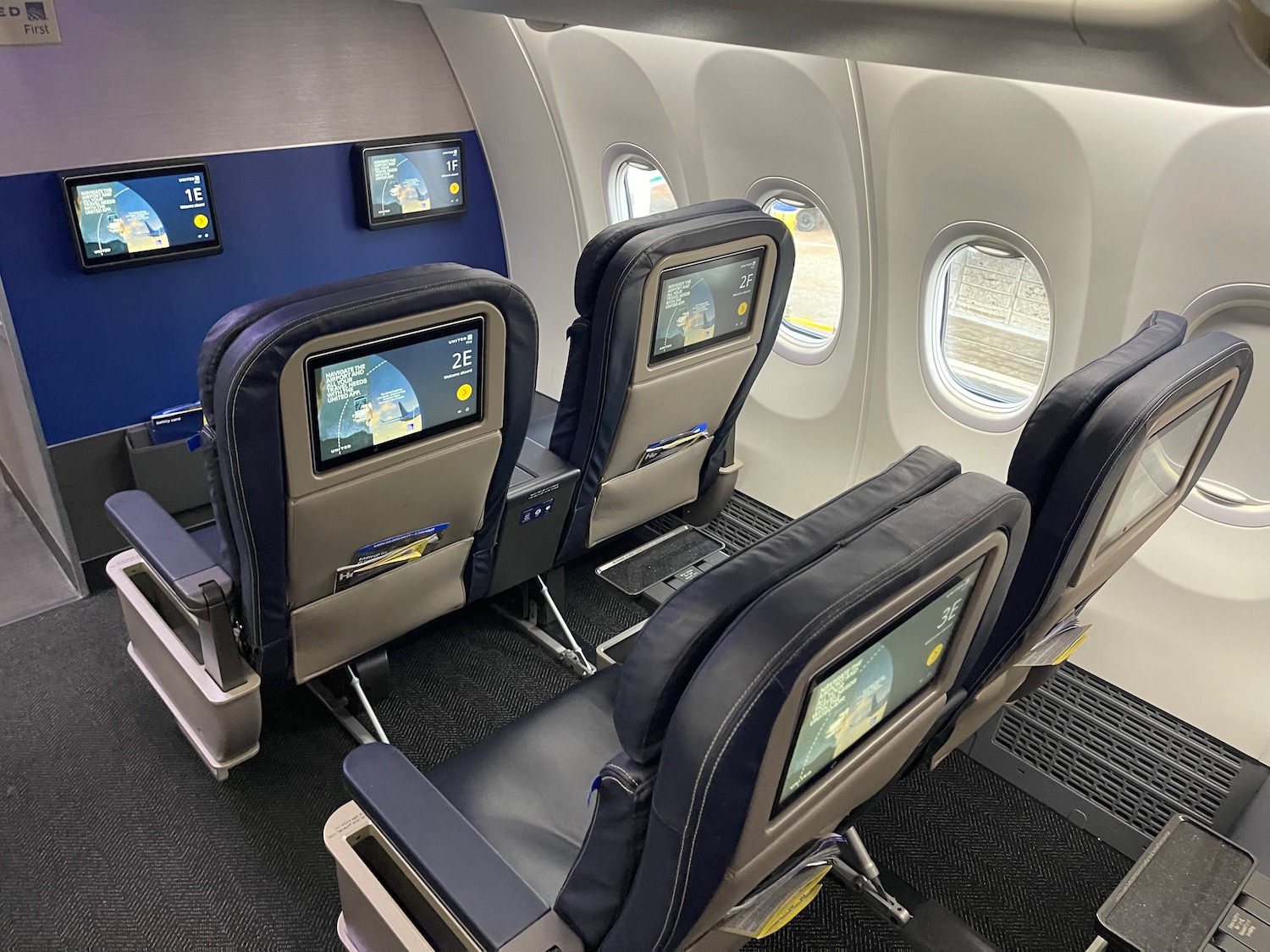 a row of seats in an airplane