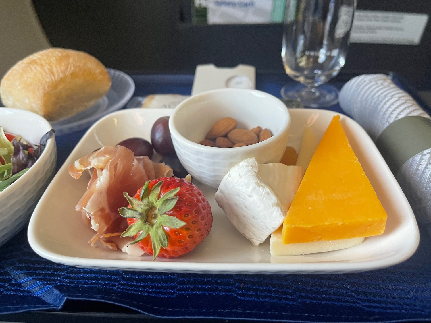 a plate of food on a tray