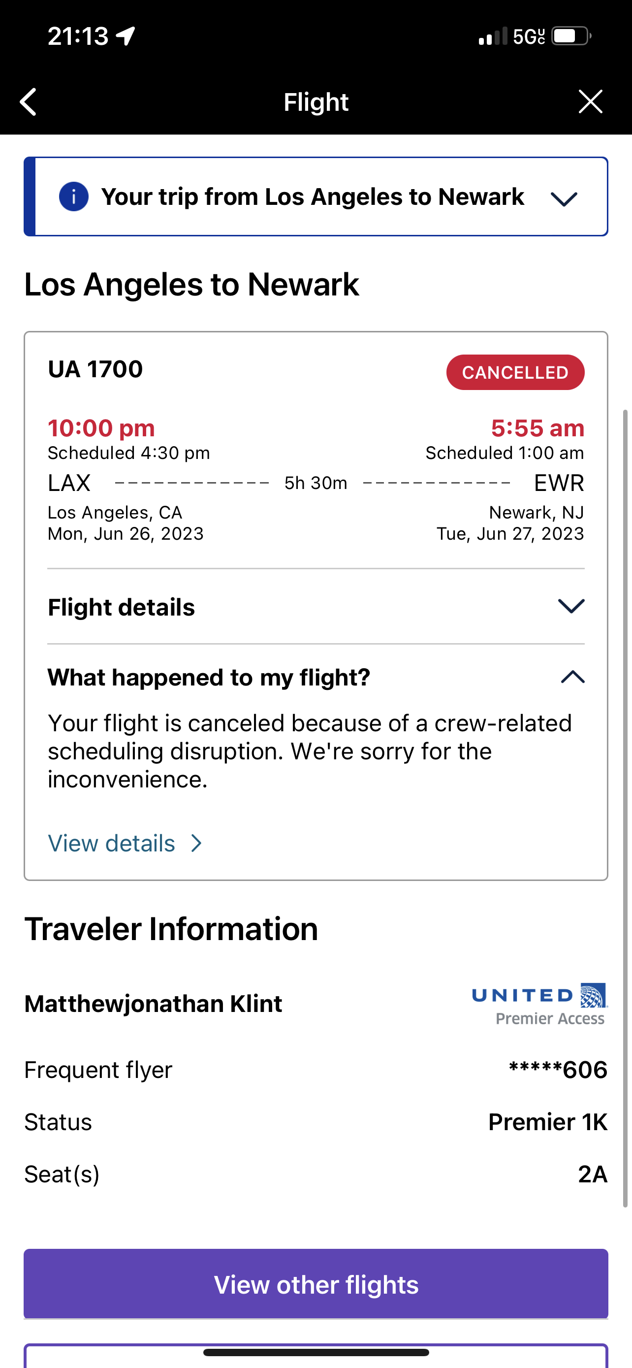 a screenshot of a flight schedule