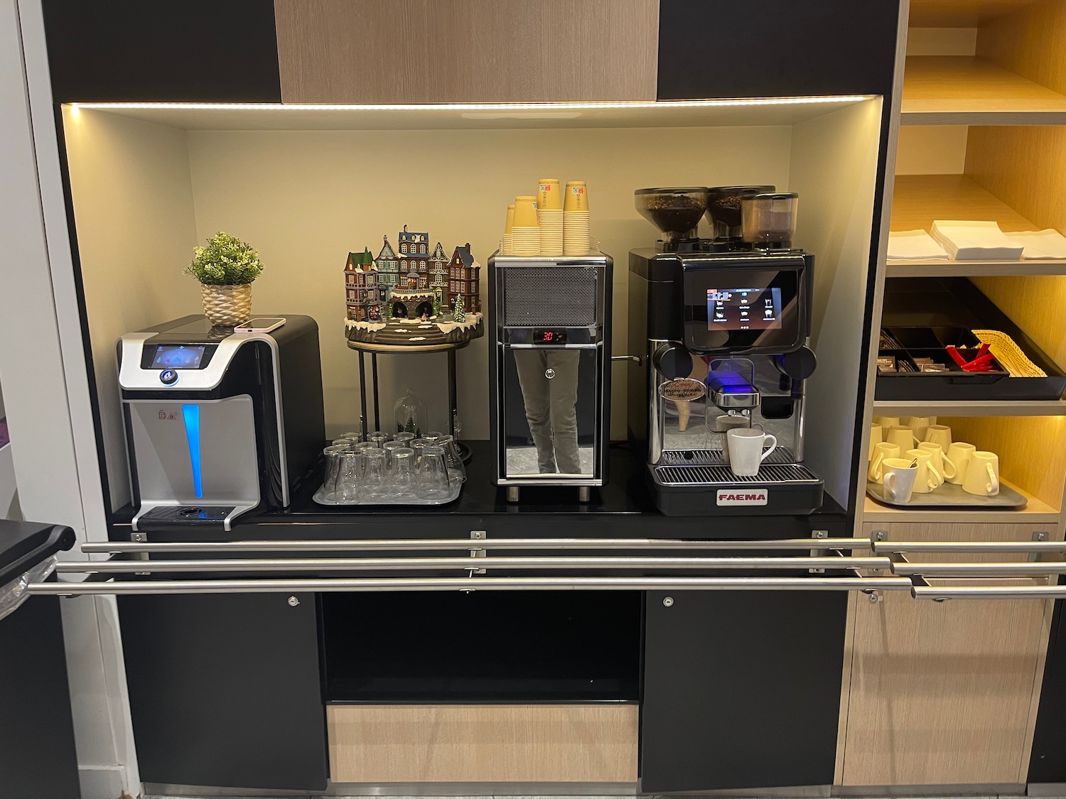a coffee machine and a small display
