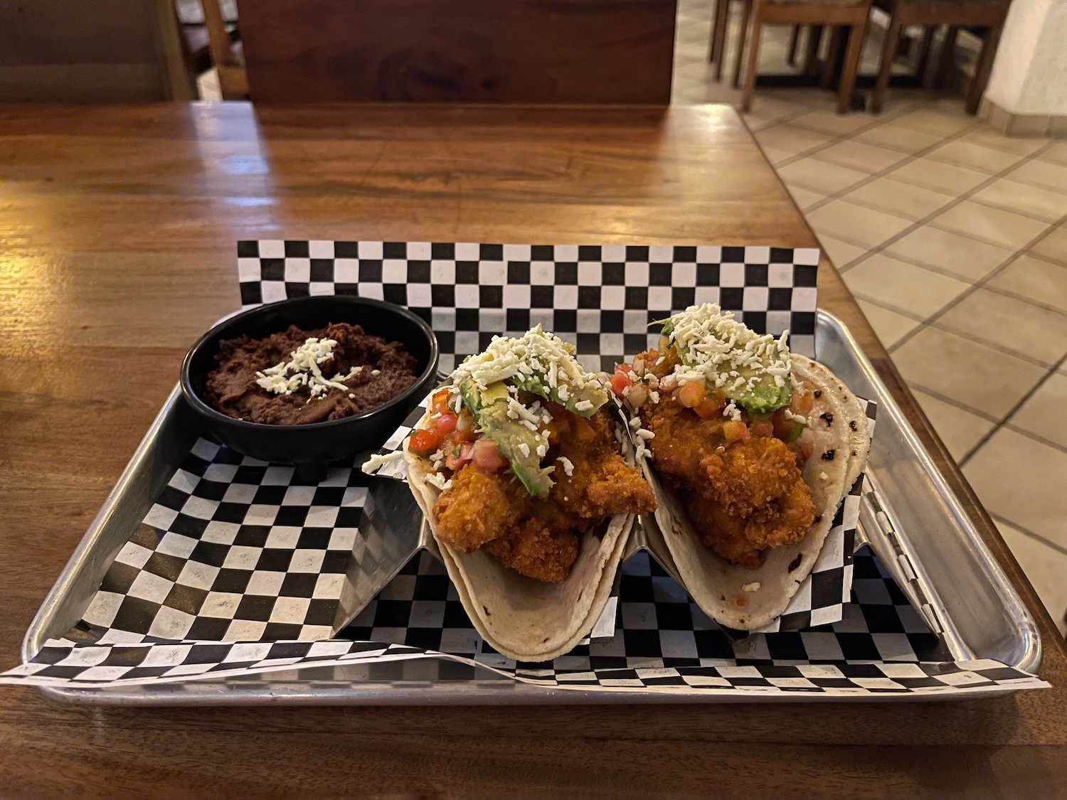 a tray with food on it