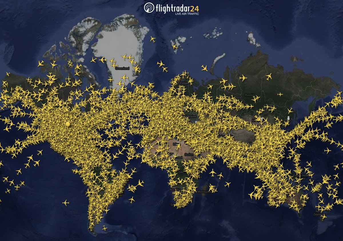 a map of the world with yellow airplanes