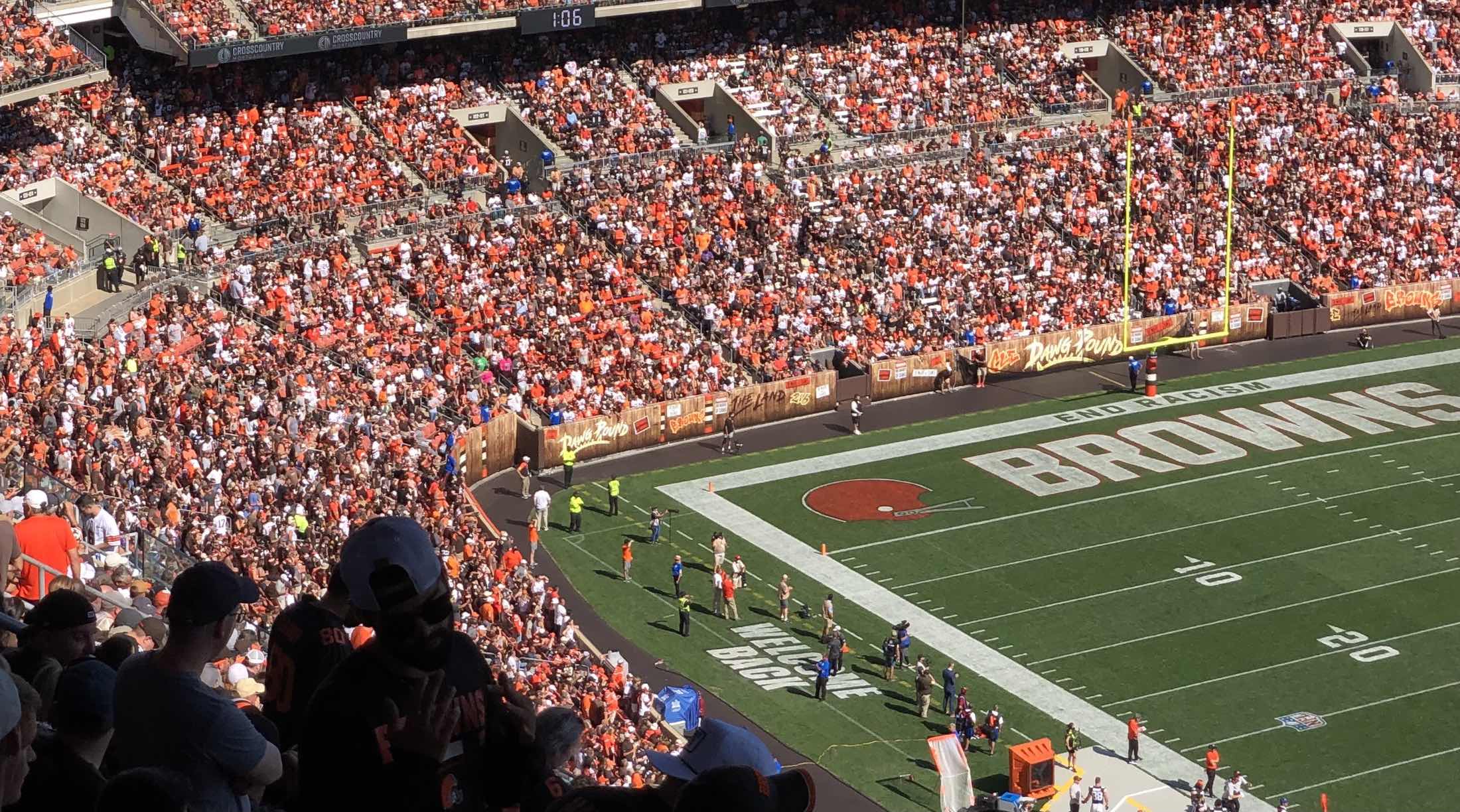 a football stadium with people in the stands