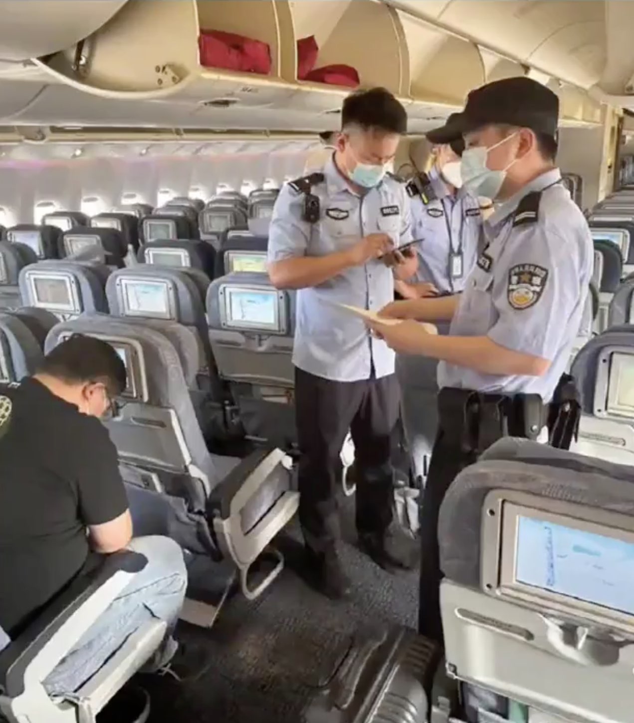 a group of people in a plane