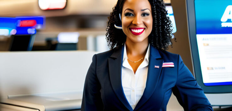 a woman wearing a headset and smiling