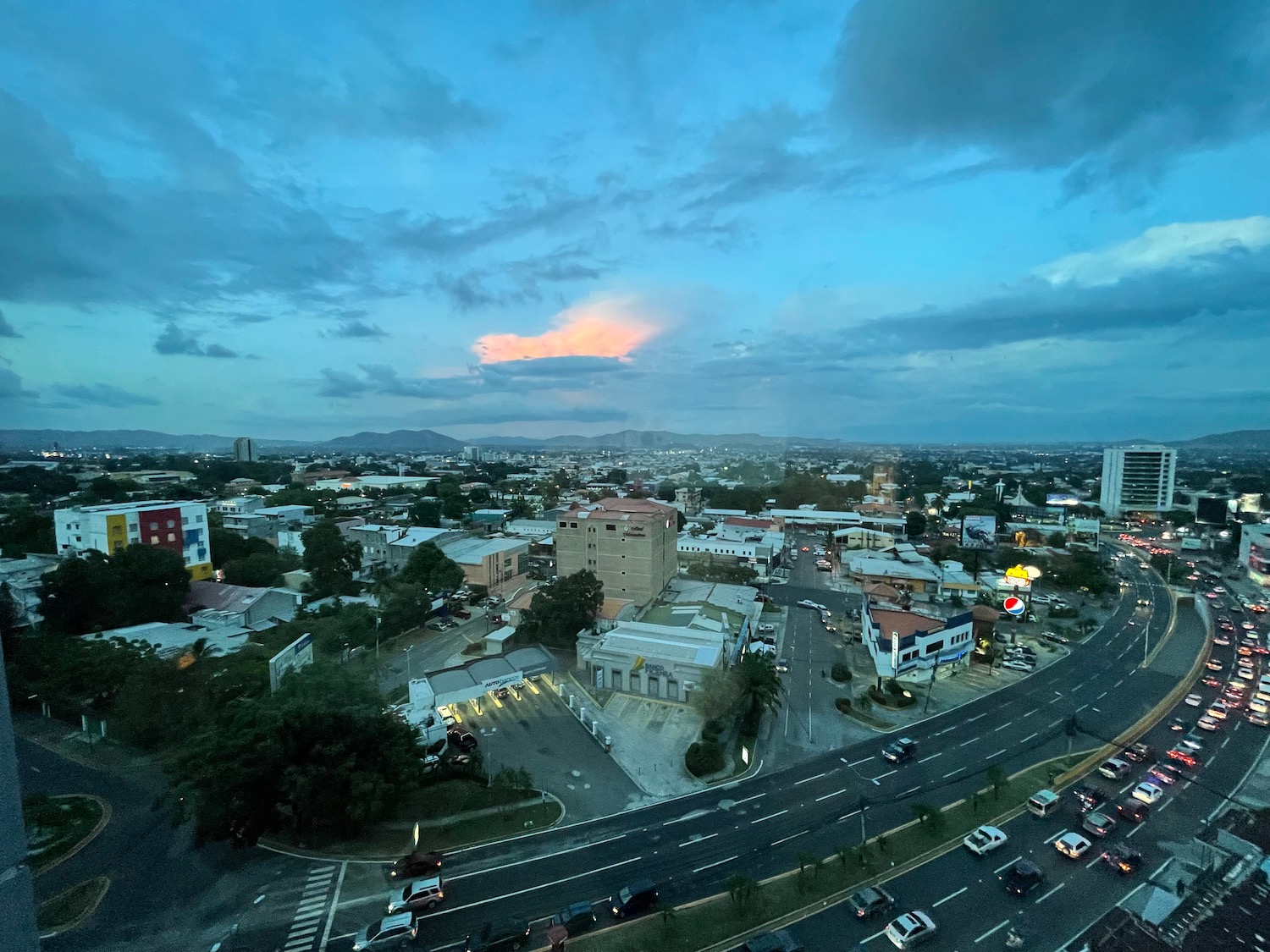 a city with many roads and buildings