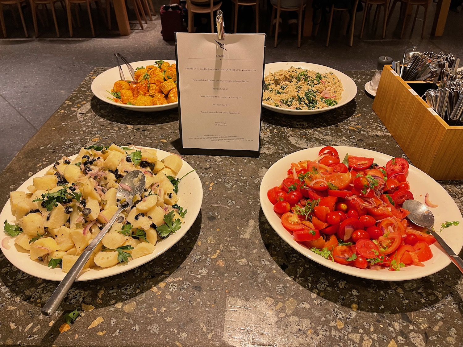 a table with plates of food