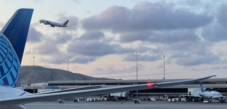 an airplane flying in the sky