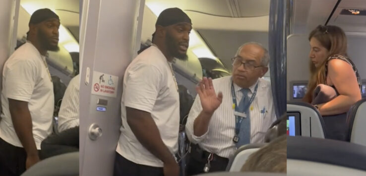 a man standing in a room with another man in glasses