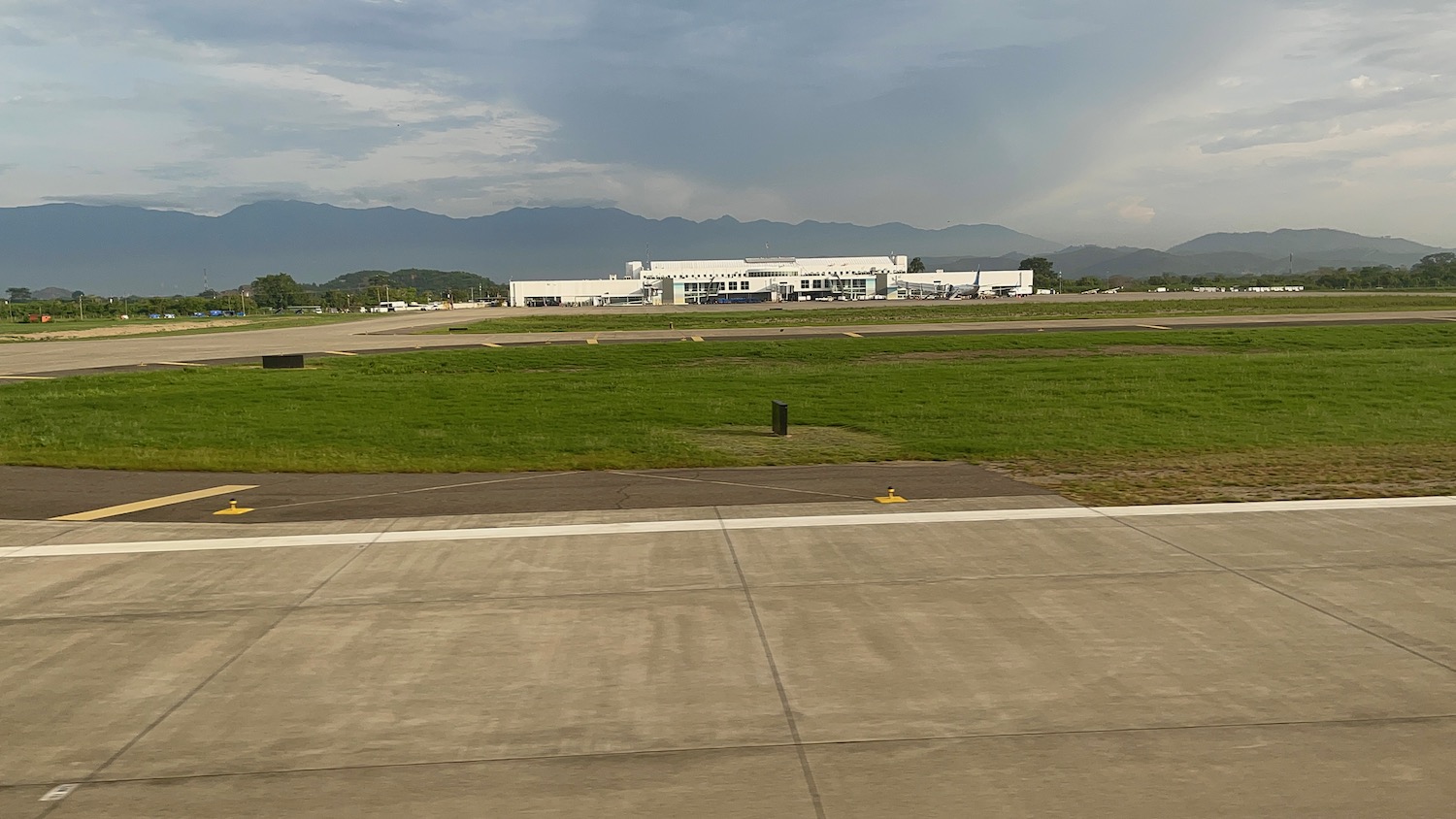 a runway with a building in the background