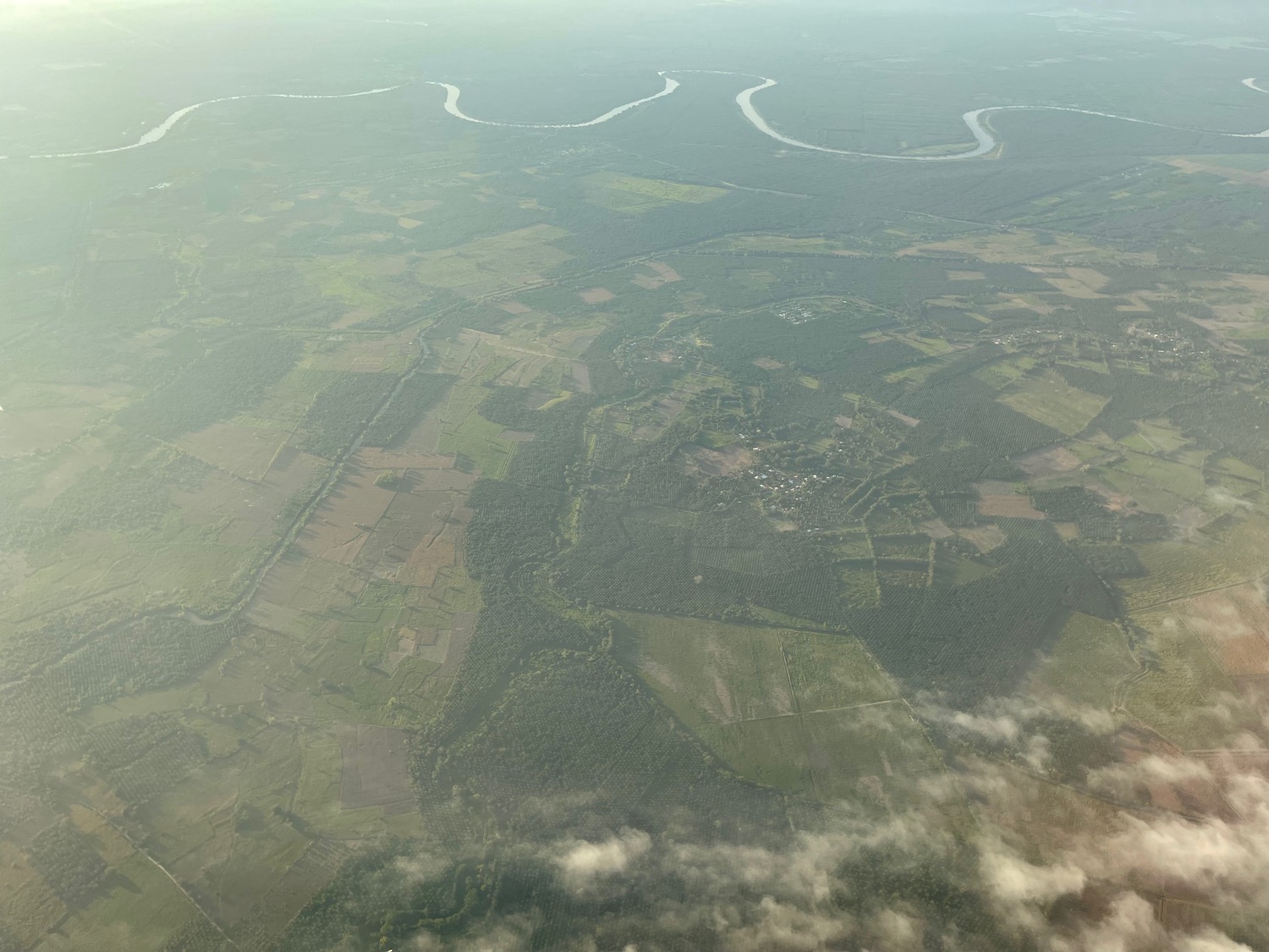 aerial view of a river and land