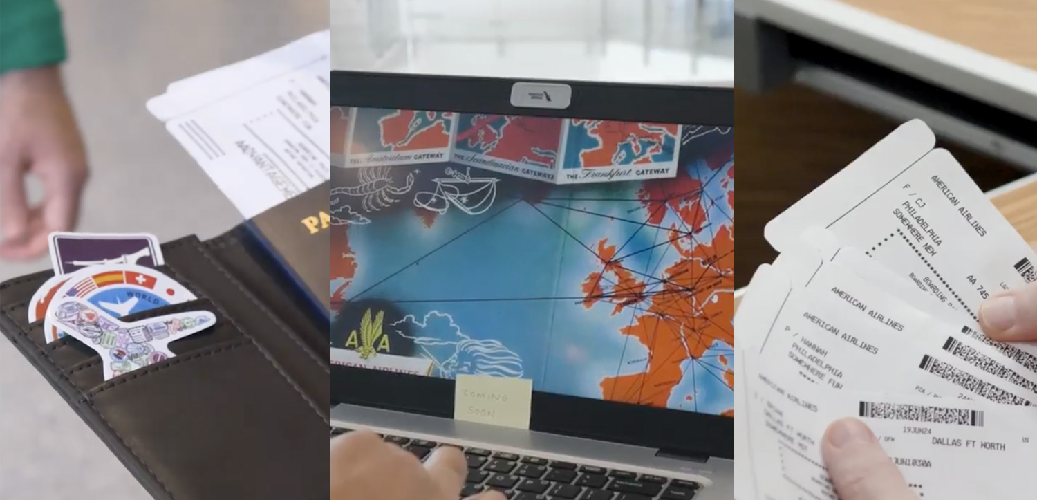 a collage of a laptop and a map